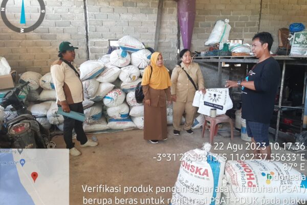 Verifikasi PSAT-PDUK Beras dari Pelaku Usaha PSAT Desa Salino, Kecamatan Pulau Laut Tengah