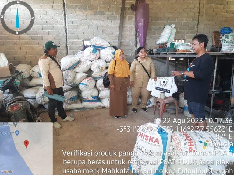 Verifikasi (PSAT) Oleh Dinas Ketahanan Pangan dan Pertanian Berupa Beras pada Pelaku Usaha PSAT untuk Registrasi PSAT-PDUK Desa Salino Kec. Pulau Laut Tengah