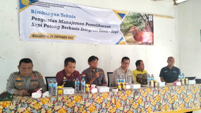 Bimbingan Teknis Penguatan Manajemen Pemeliharaan Sapi Potong Berbasis Integrasi Sawit - Sapi telah dilaksanakan oleh Dinas Ketahanan Pangan dan Pertanian